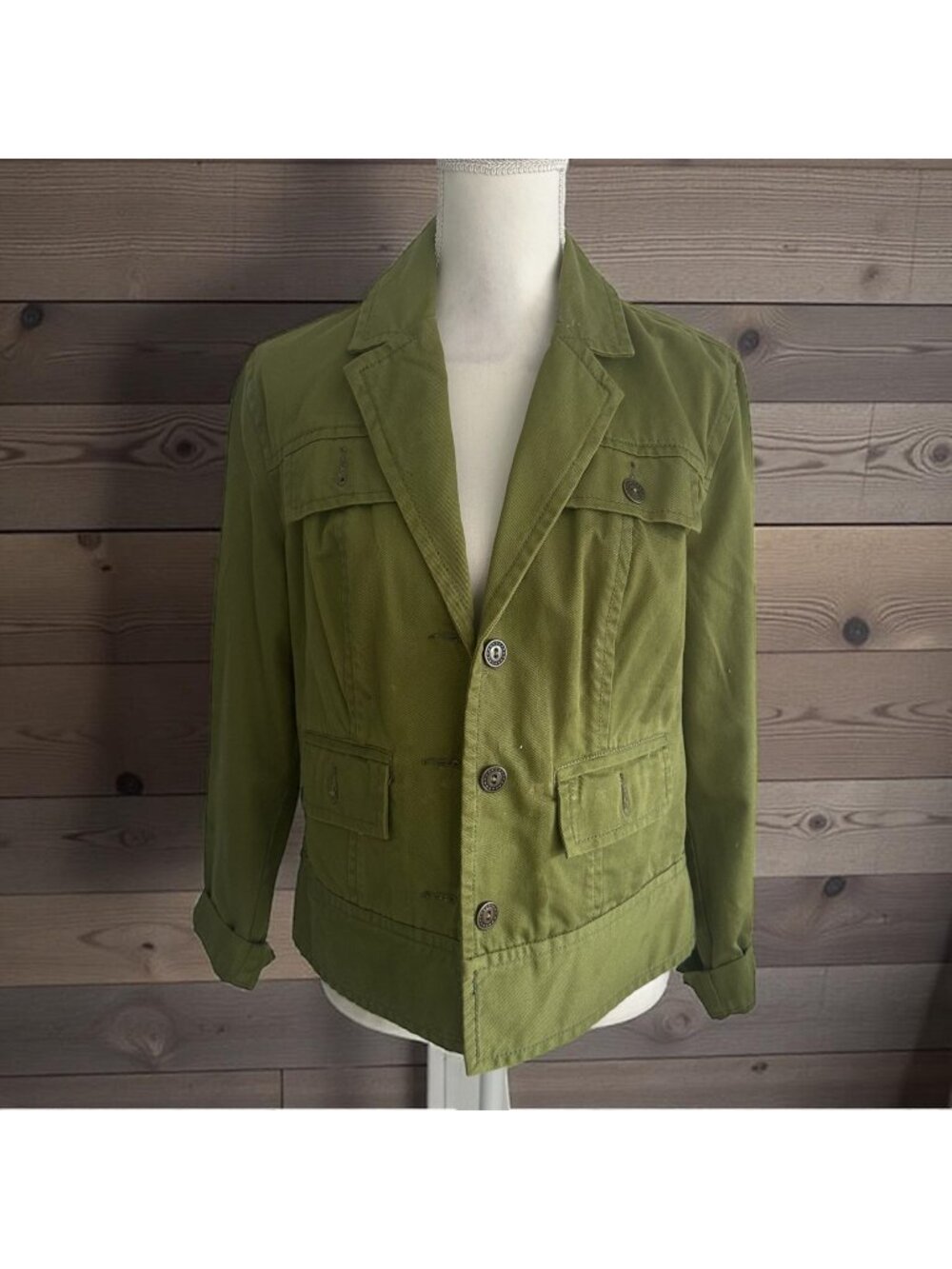 CHICOS Olive Green Blazer Jacket Size Chicos 1 US M 8